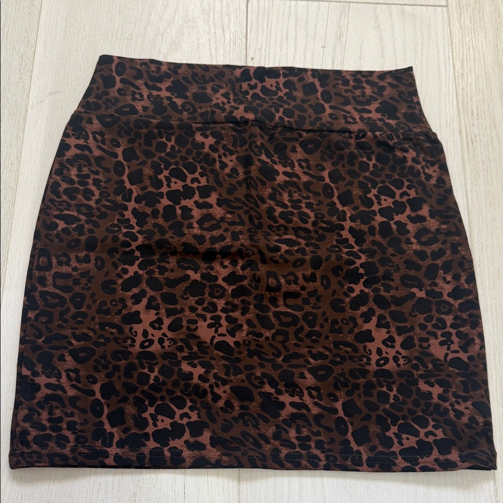 Brown and Black Mini Pencil Skirt for Night Out cotton size S